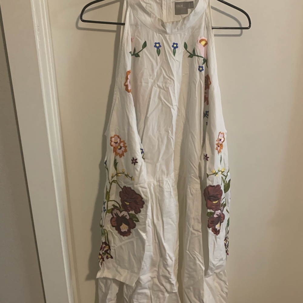 Floral Embroidered Cold Shoulder Dress